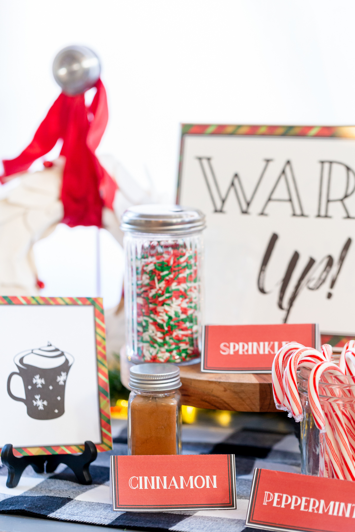 Christmas sprinkles with a warm up sign