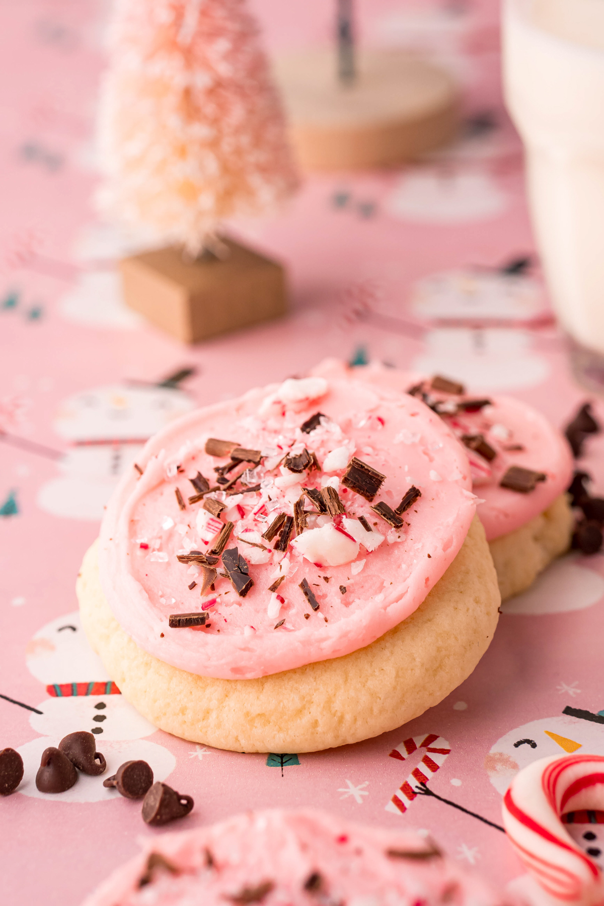 peppermint sugar cookie topper with peppermint candies