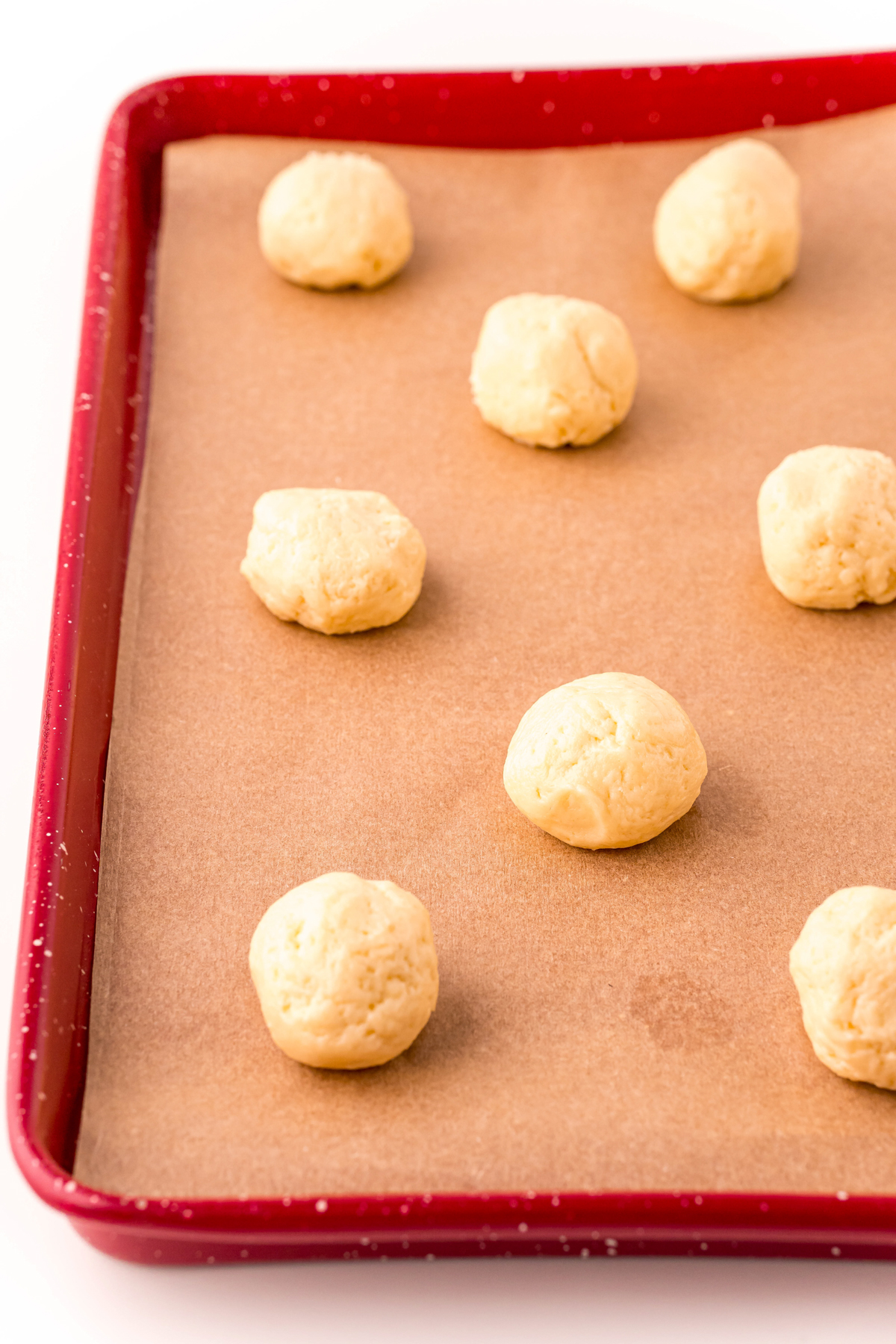 peppermint sugar cookie dough rolled into balls