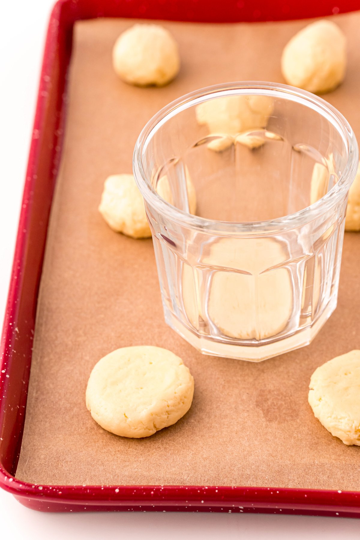 glass on top of cookie dough