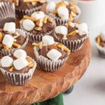Wood cake stand with rocky road bites