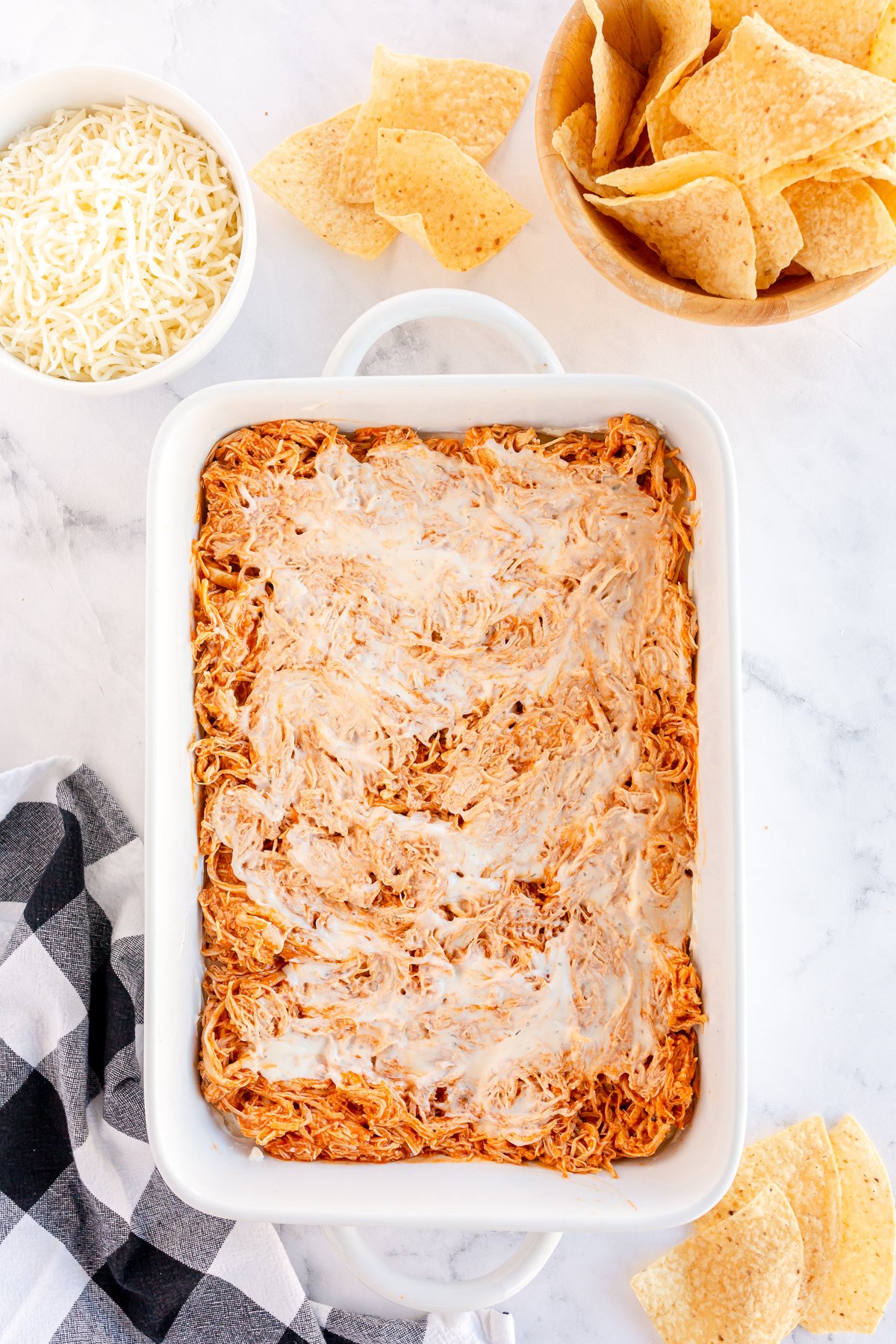 ranch dressing on top of buffalo chicken