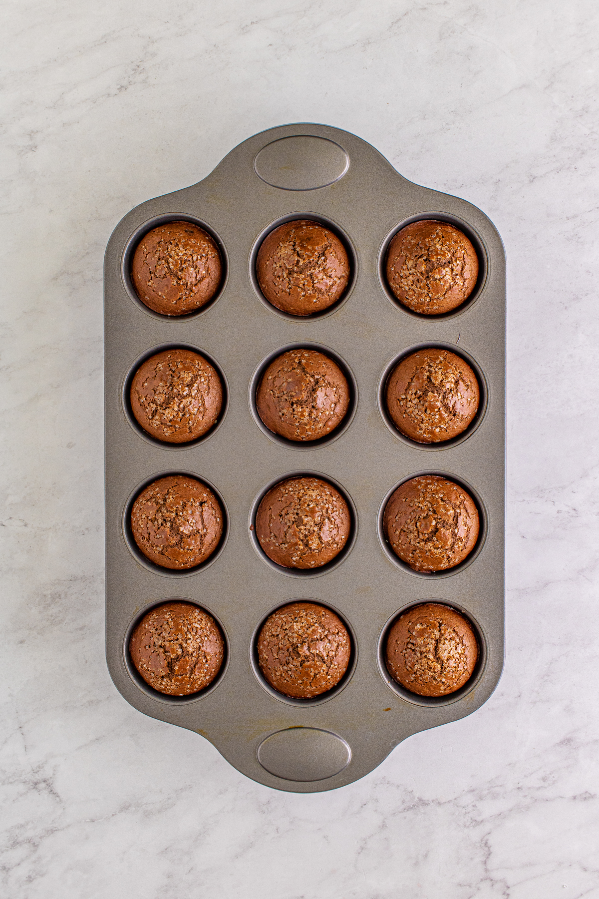 baked Nutella muffins in a pan