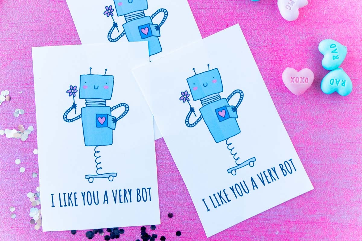 Free Printable Robot Valentine Cards
