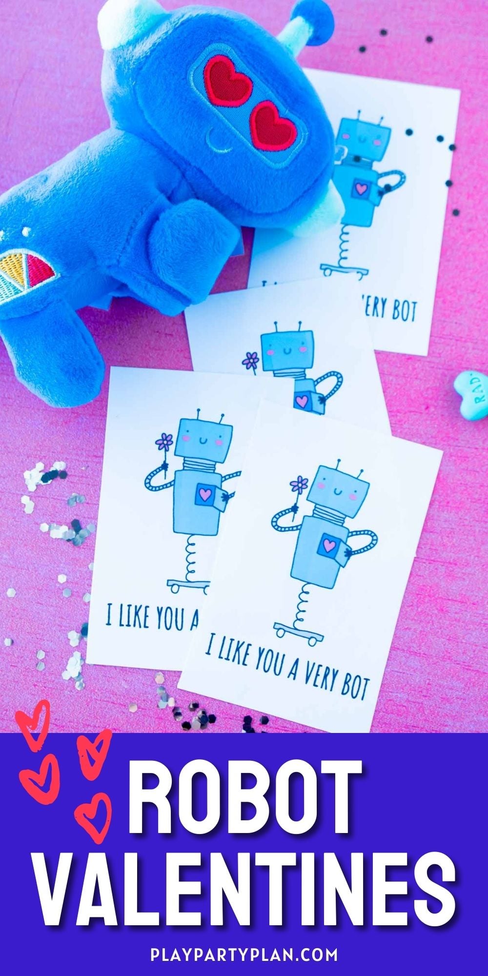 Free Printable Robot Valentine Cards - Play Party Plan