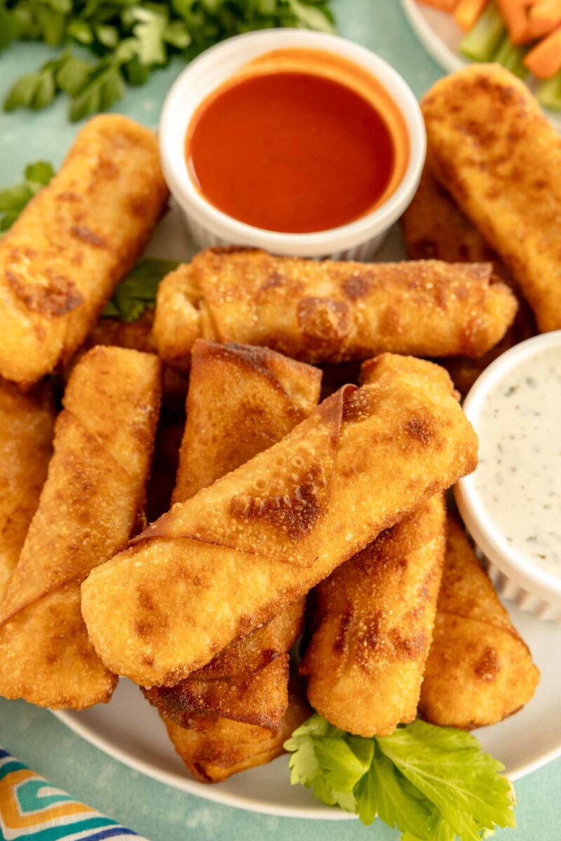 Buffalo Chicken Egg Rolls (Air Fryer Included) - Play Party Plan