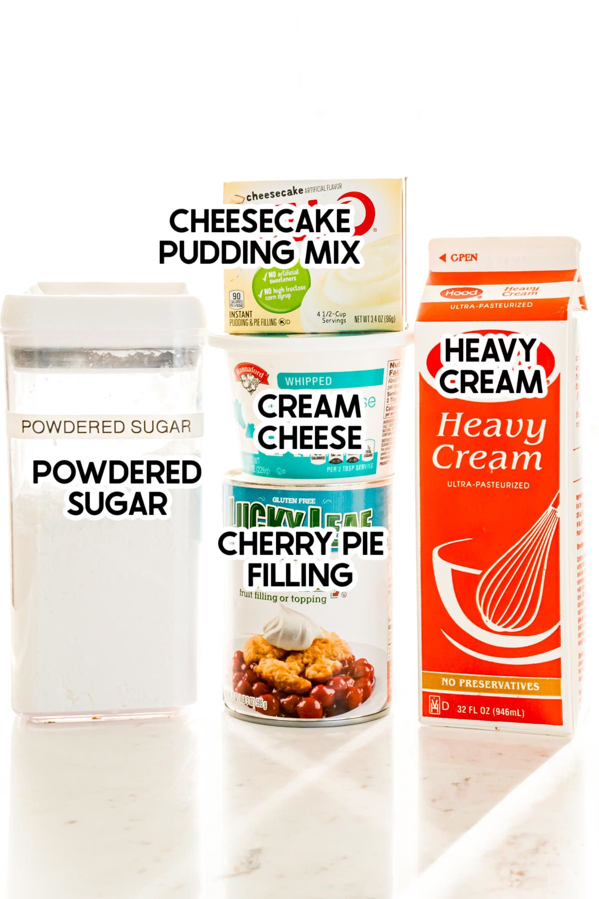 ingredients for cherry cheesecake dip