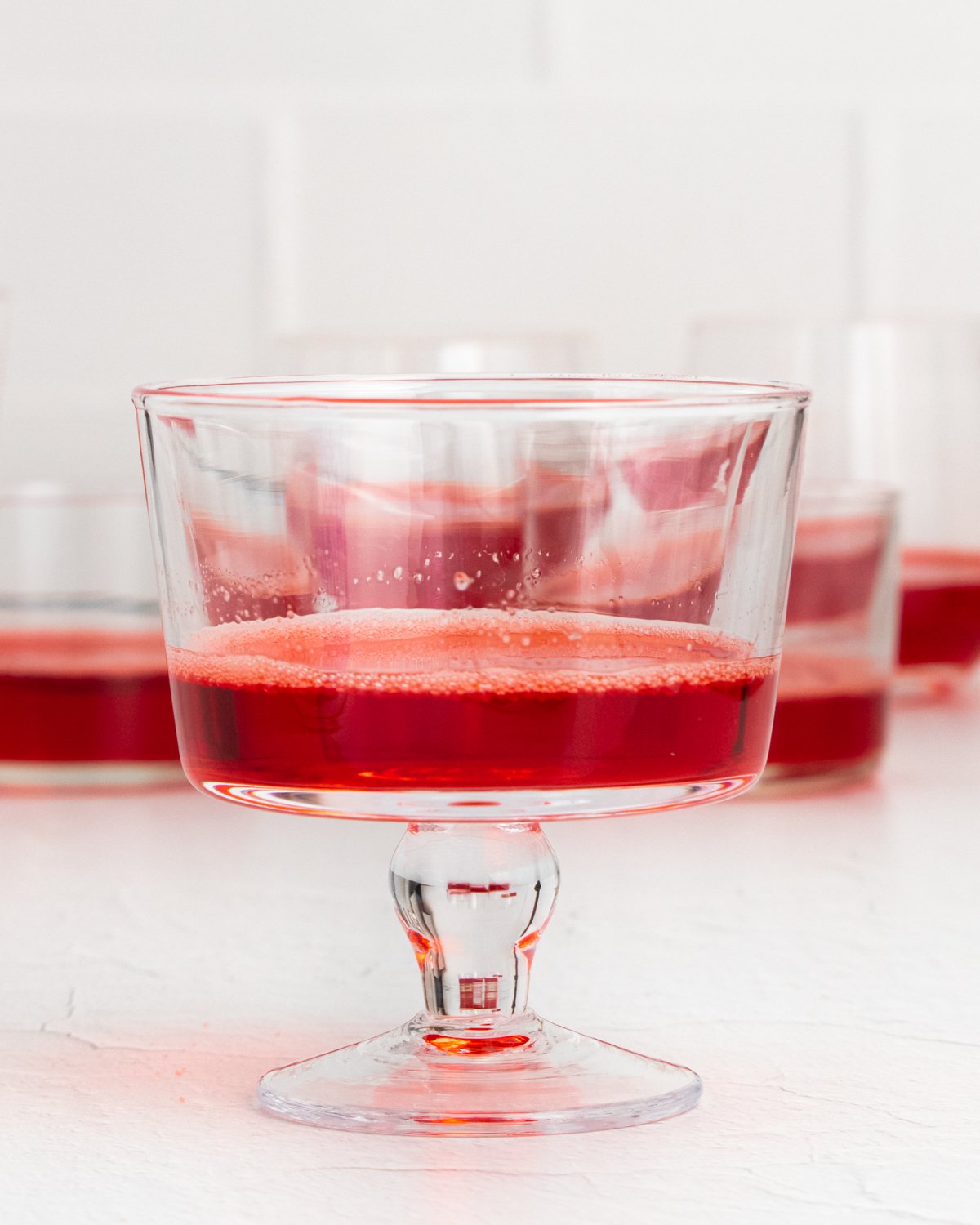 layer of jello dessert in a glass cup