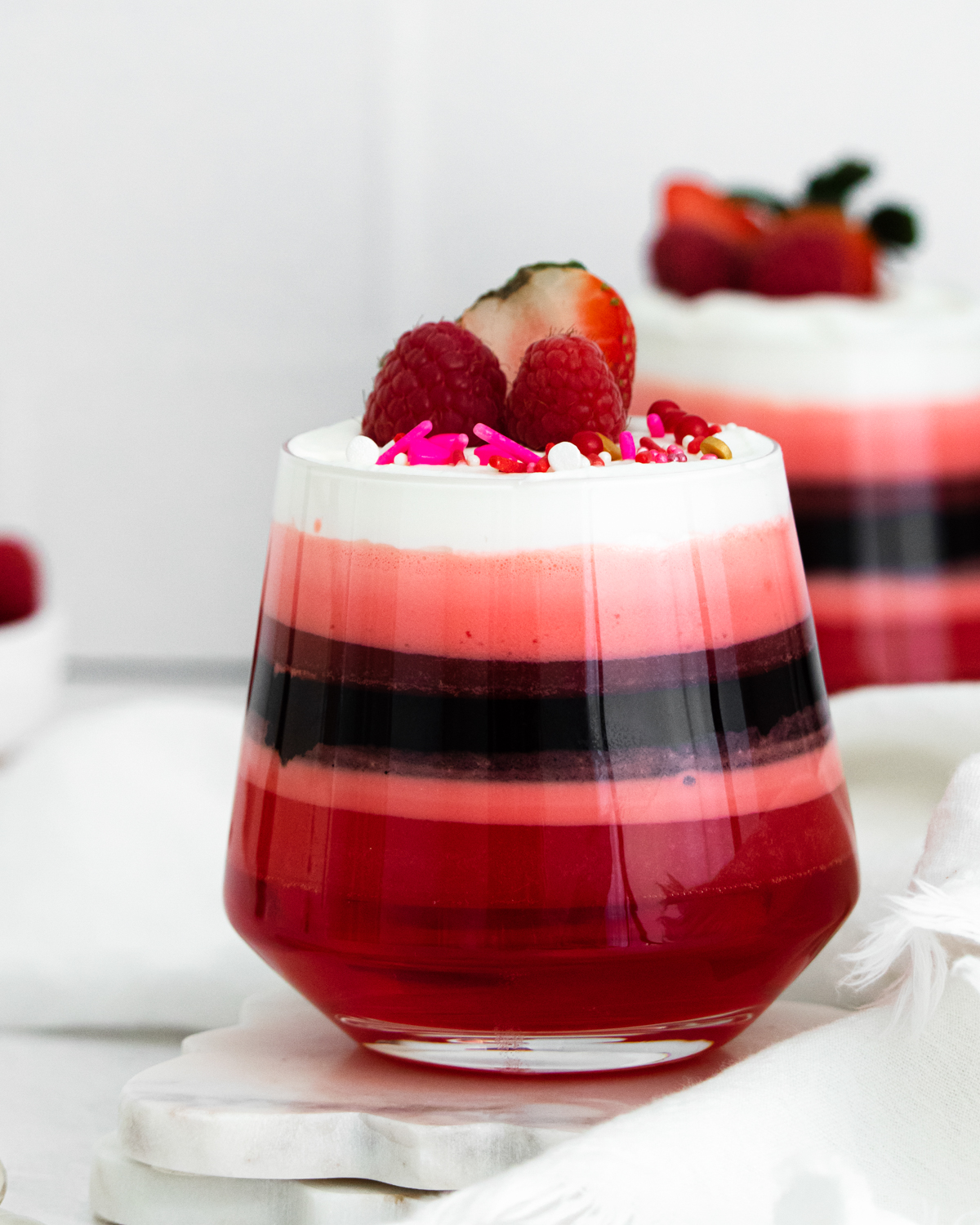 Valentine's Day layered jello dessert