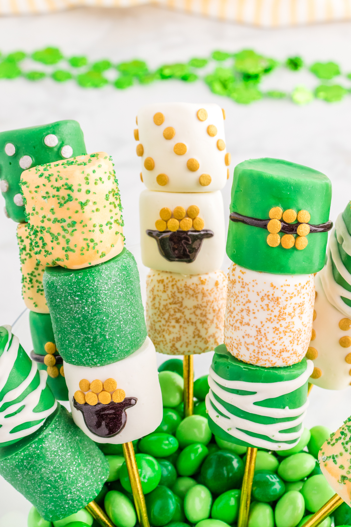 St. Patrick's Day marshmallows on sticks
