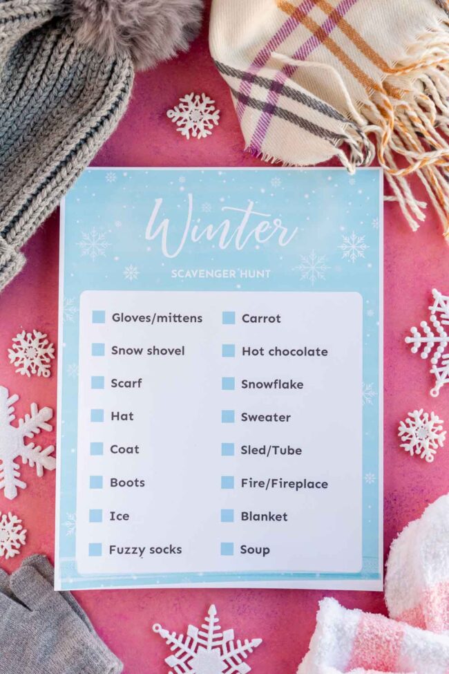 Free Printable Winter Scavenger Hunt (Two Hunts!) - Play Party Plan