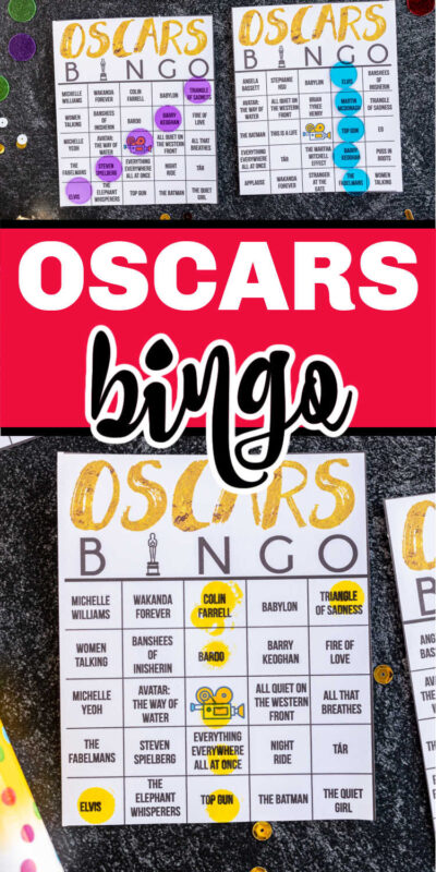 collage of Oscar bingo cards