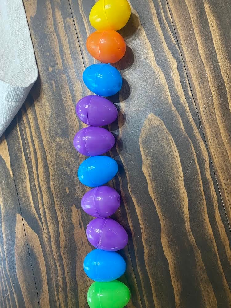 colored Easter eggs in a line