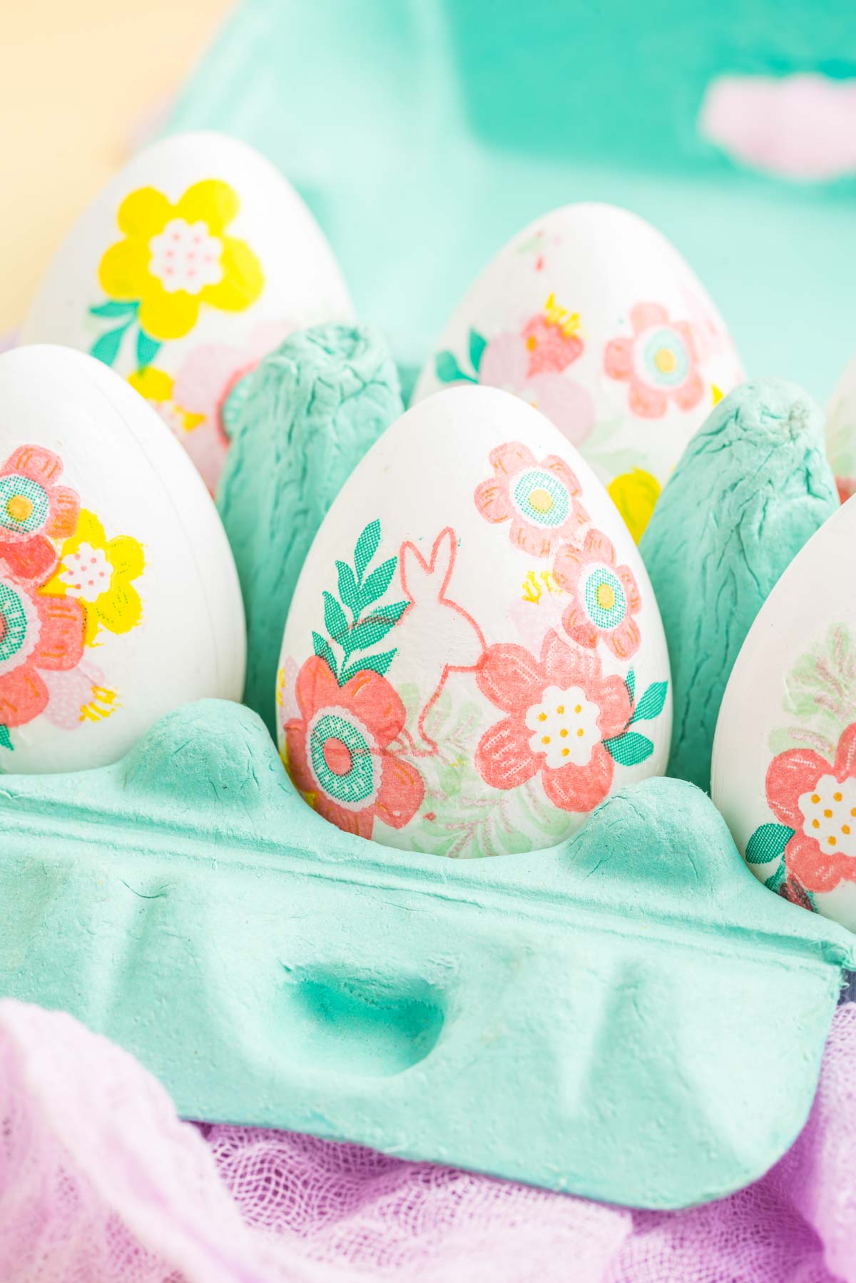 Decoupage napkins Easter eggs in an egg carton