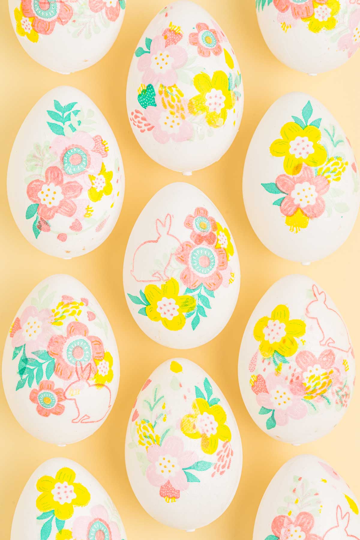 Easter egg with decoupage paper napkins on top