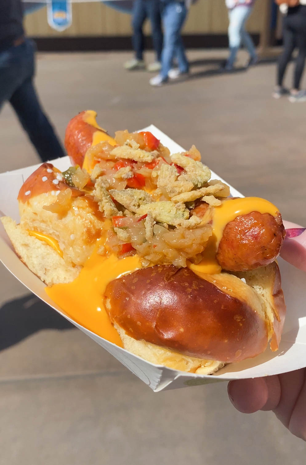 sausage dog at the Disneyland food festival