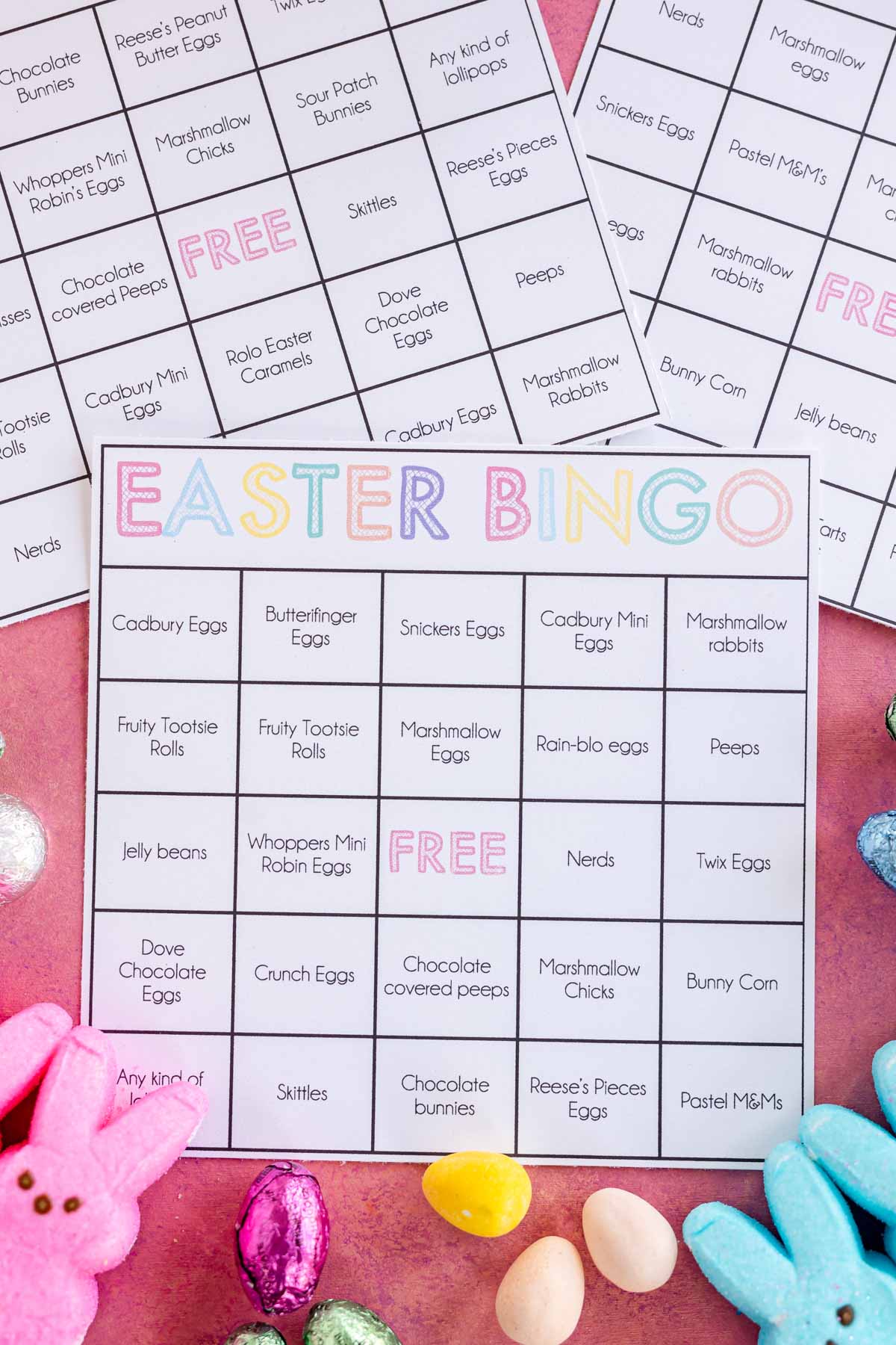 Easter candy bingo printable cards