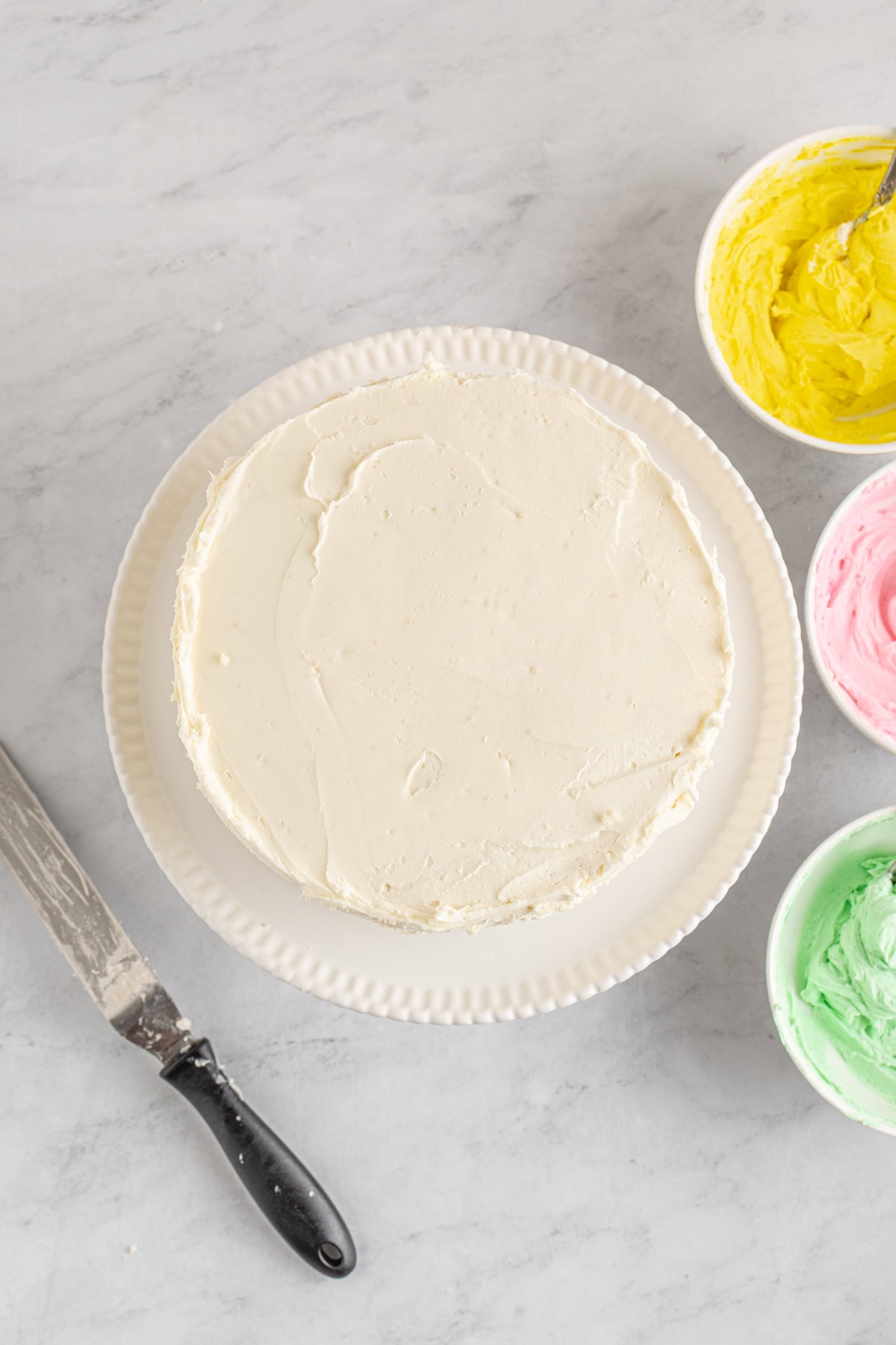 Easter egg cake frosted with white cake