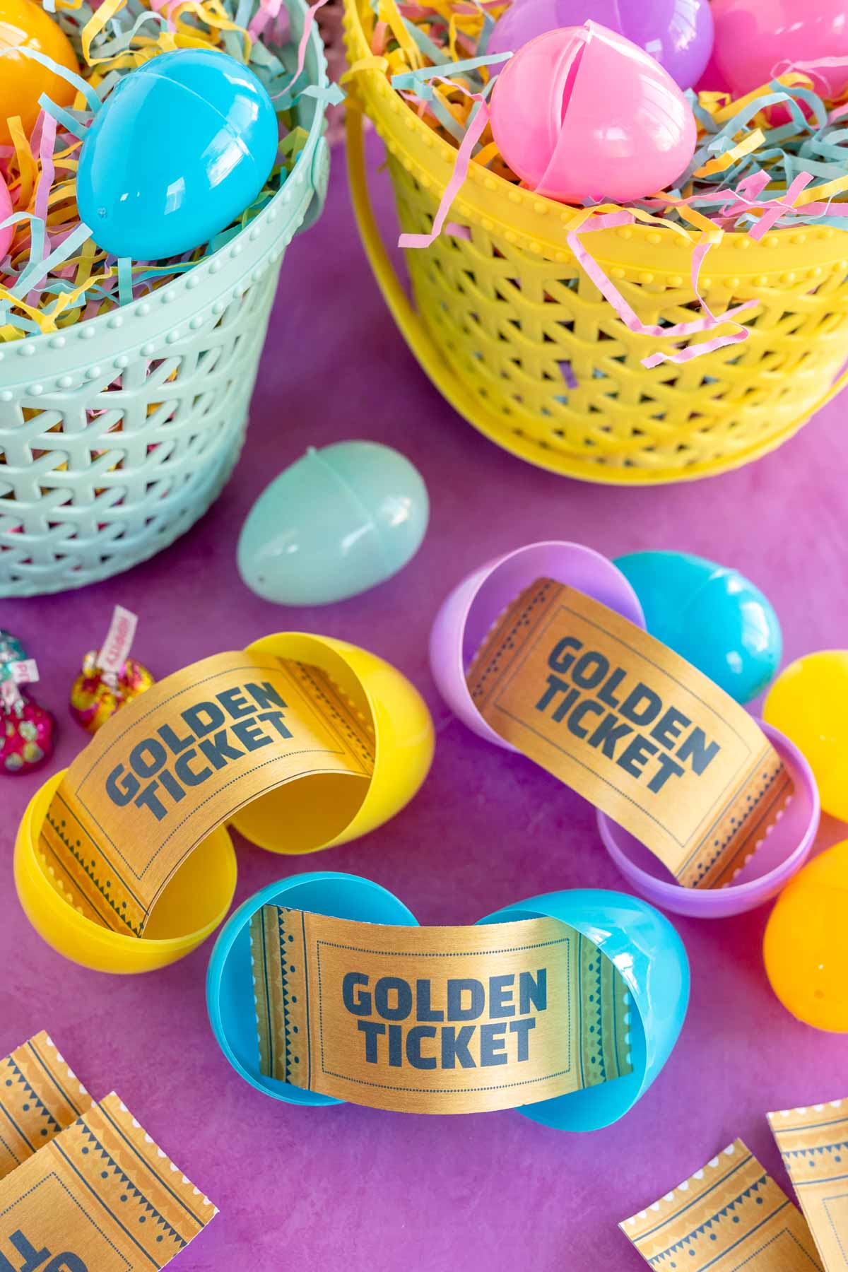 Easter eggs with golden tickets inside