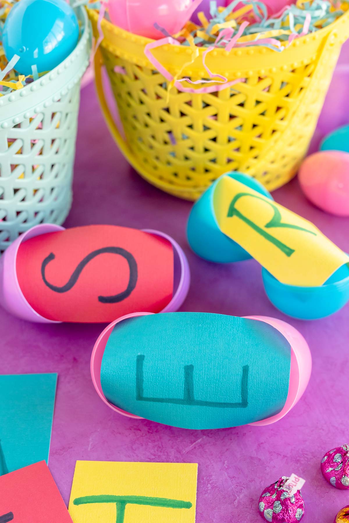 Easter eggs with letters inside