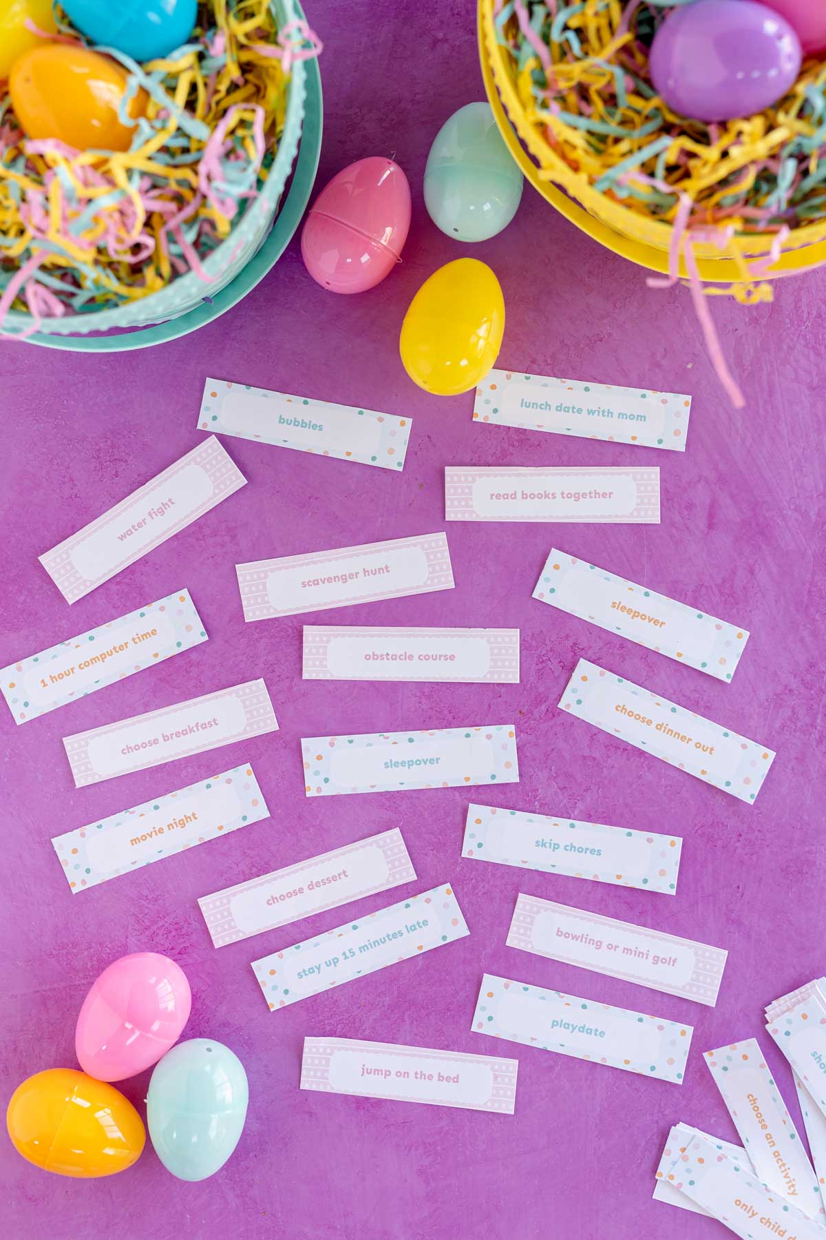 printed out rewards for Easter egg hunts