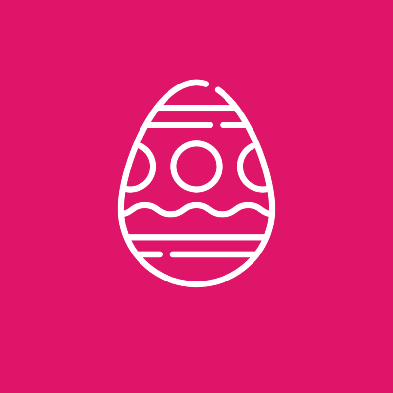 white outline of an egg in a pink circle