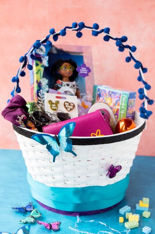 Encanto Easter basket filled with Mirabel items