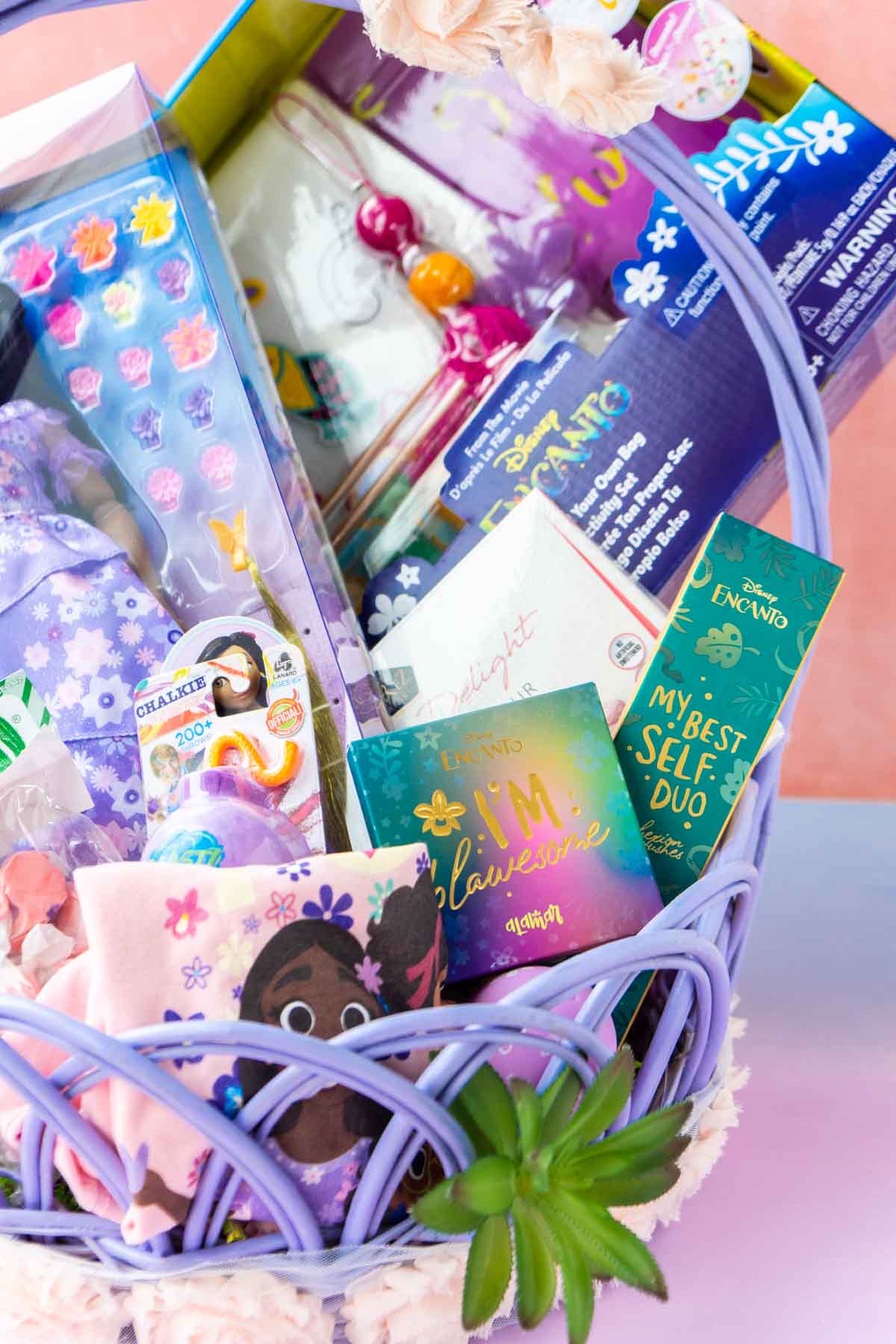 Encanto makeup in an Easter basket