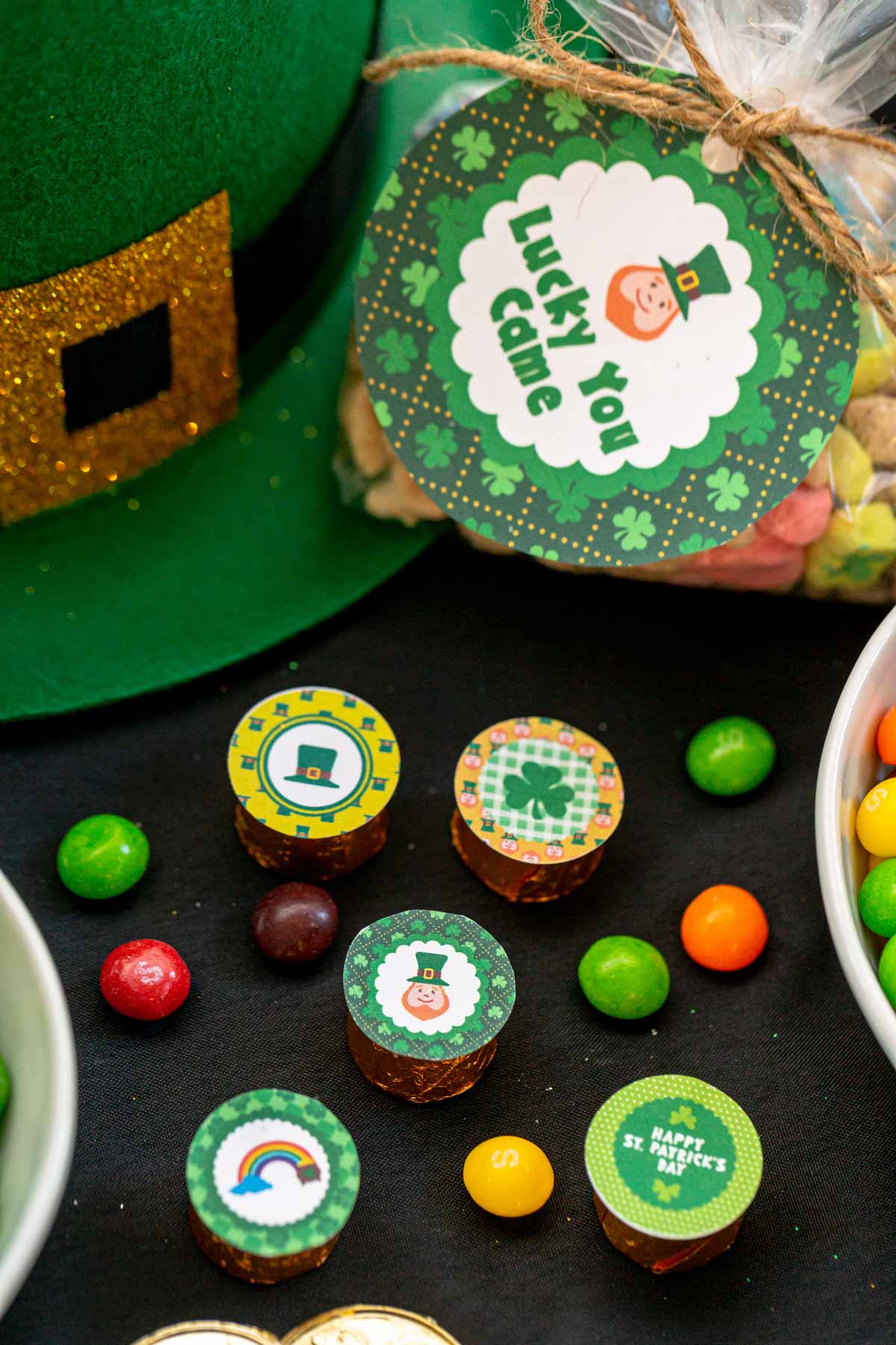 Rolos with St. Patrick's Day stickers on top