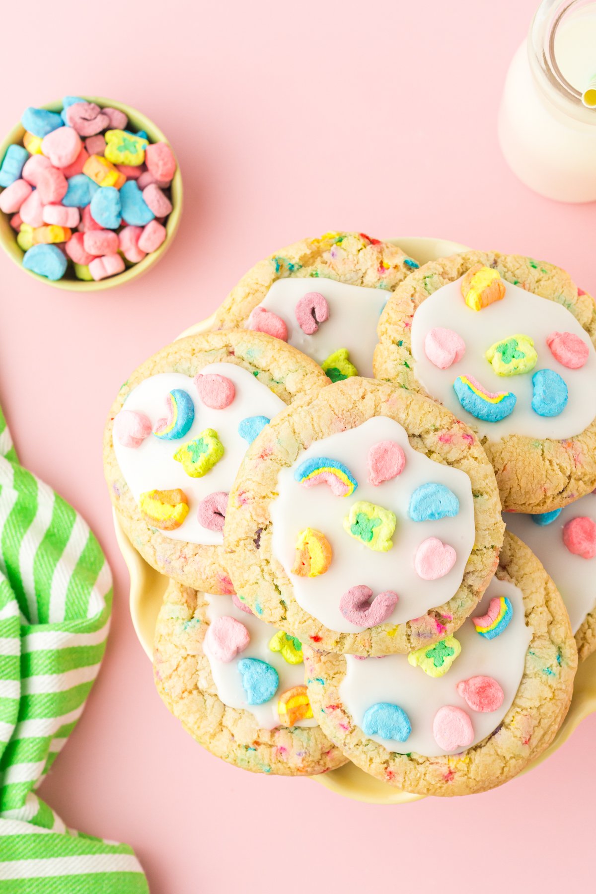 plate full of Lucky Charms cookies