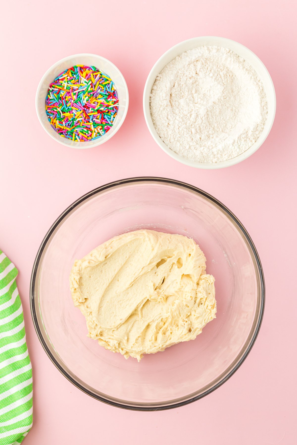 butter and sugar combined in a glass bowl