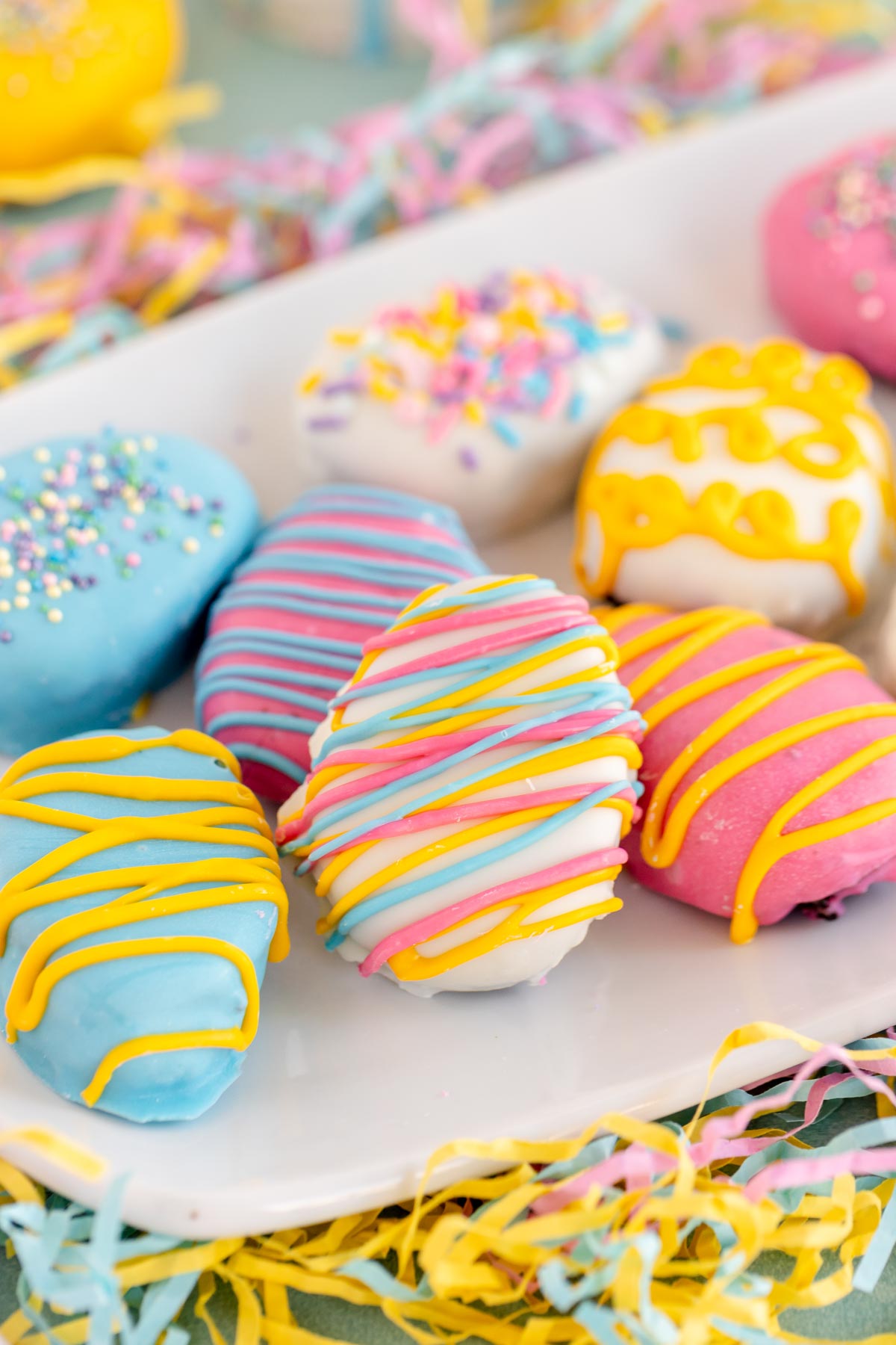 Plate full of Oreo Easter egg truffles 