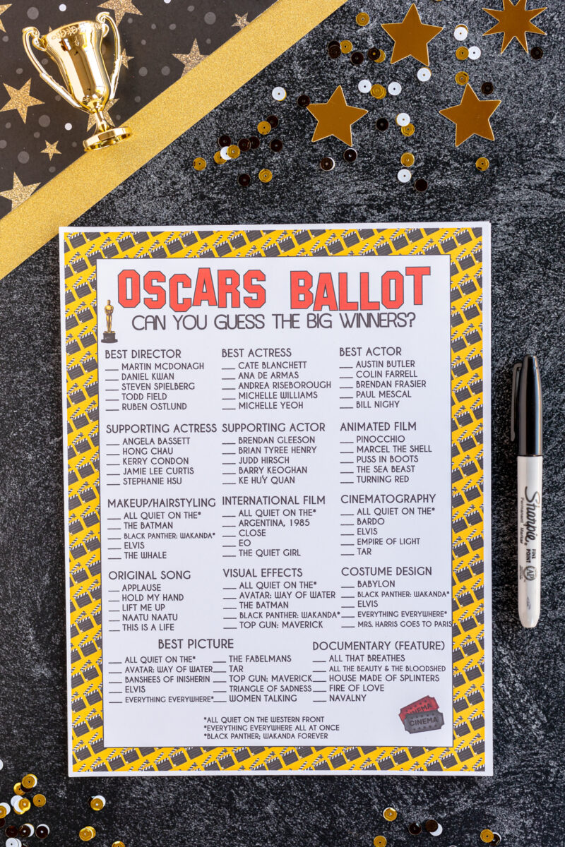 Free Printable 2023 Oscar Nominees Ballot - Play Party Plan