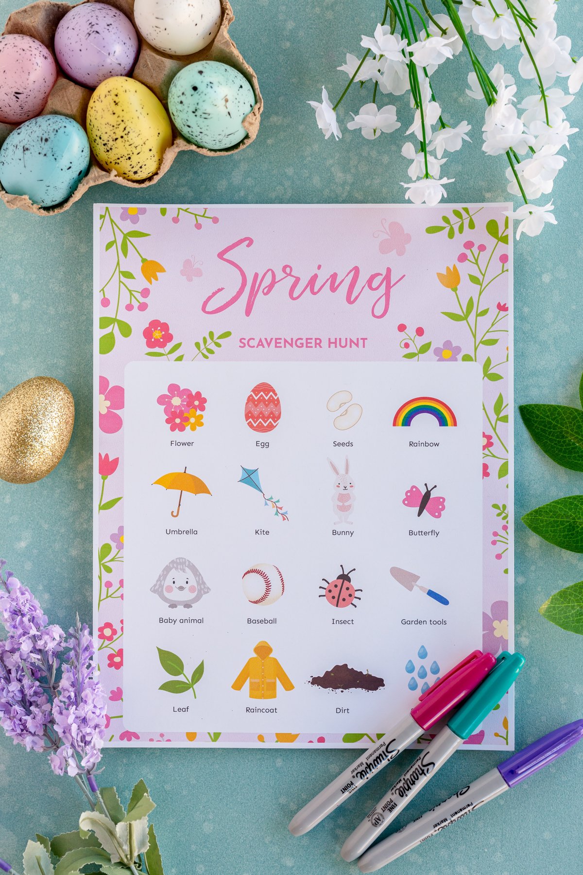 spring scavenger hunt with pictures