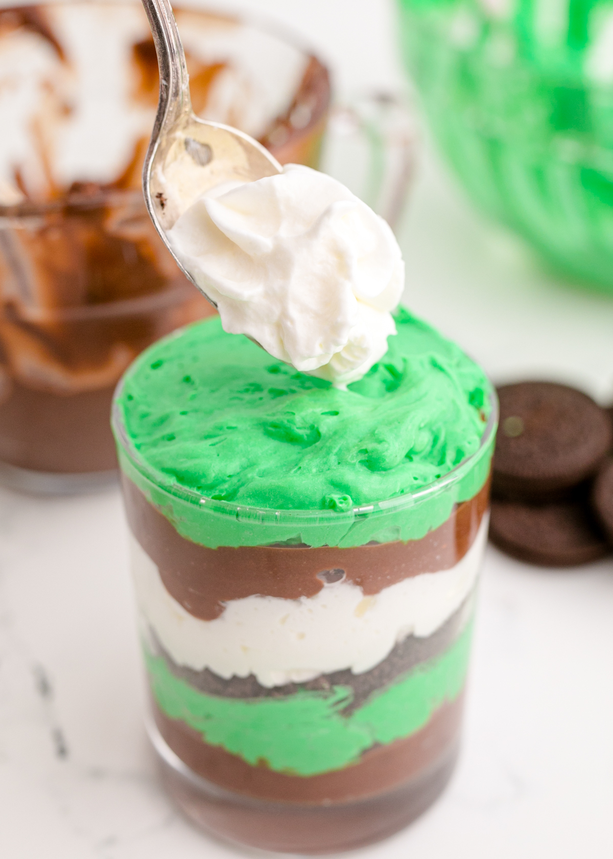 layered pudding cups for St. Patrick's Day