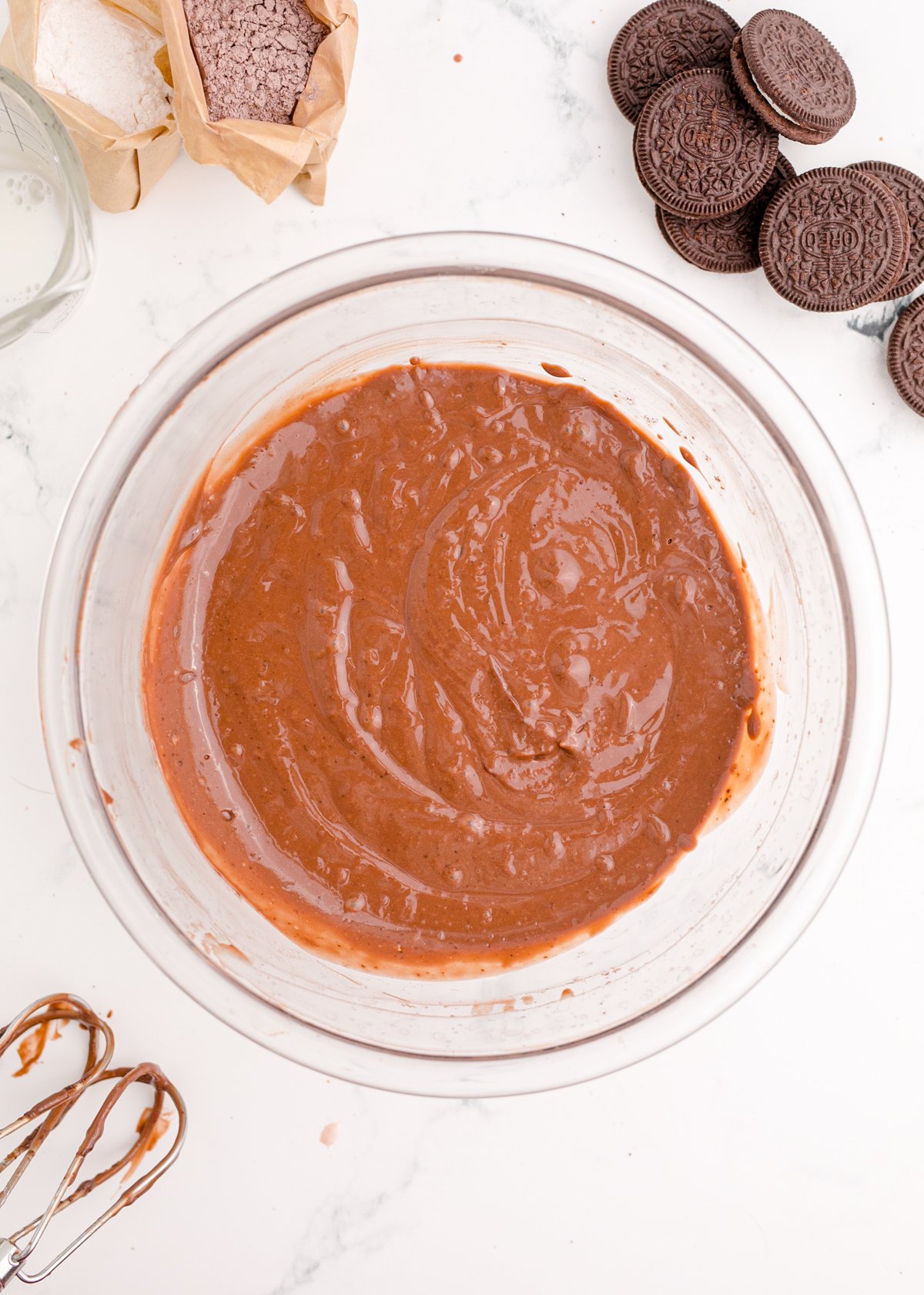 chocolate pudding in a glass bowl