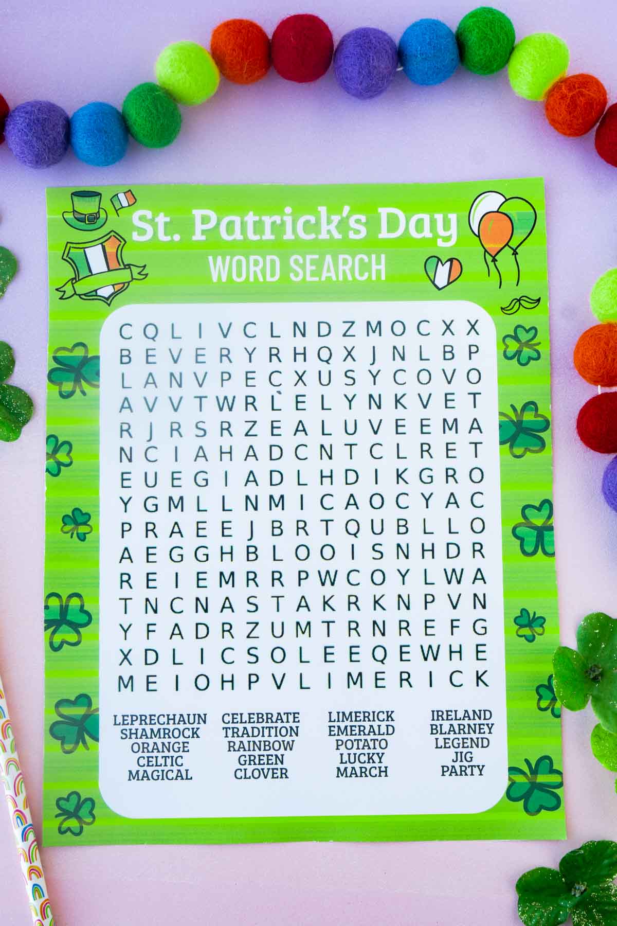 St. Patrick's Day word search