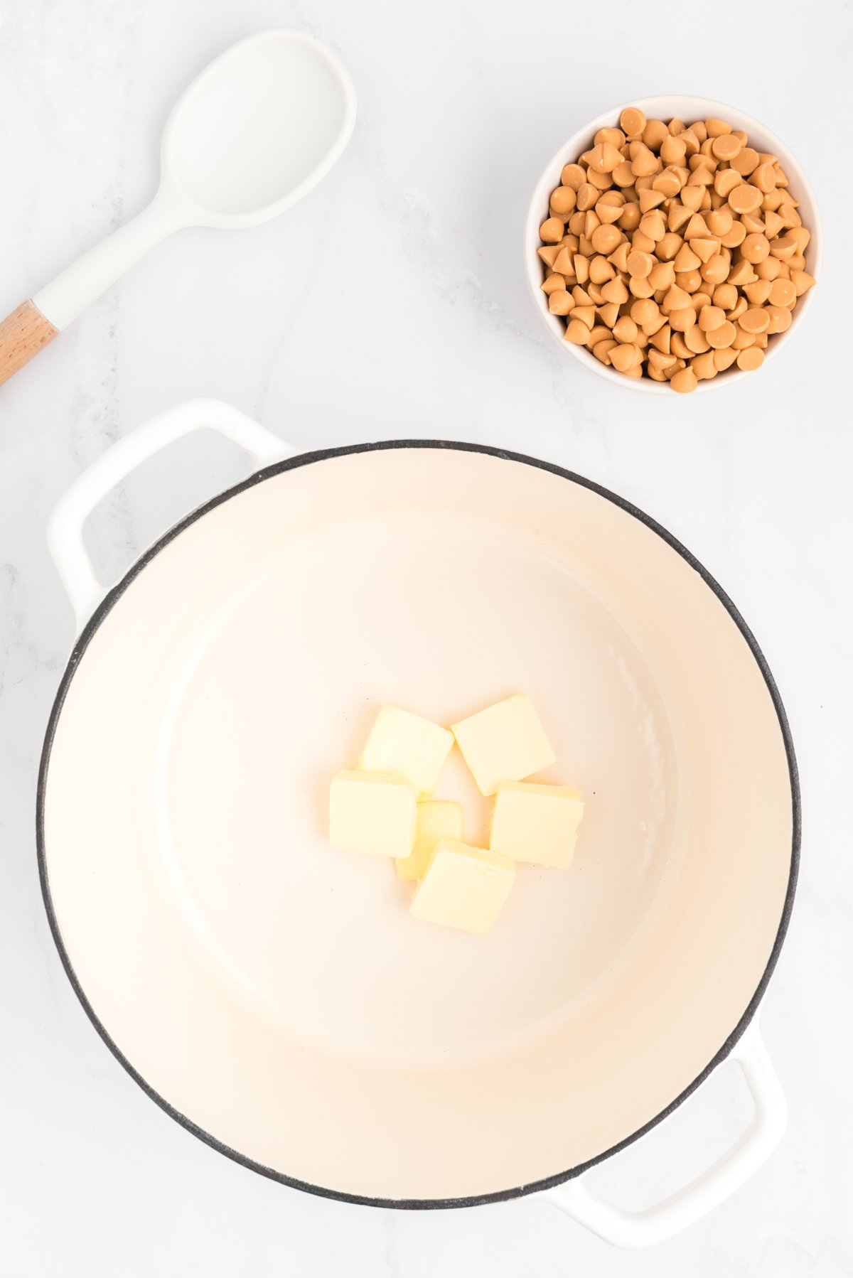 butter melting in a white pot