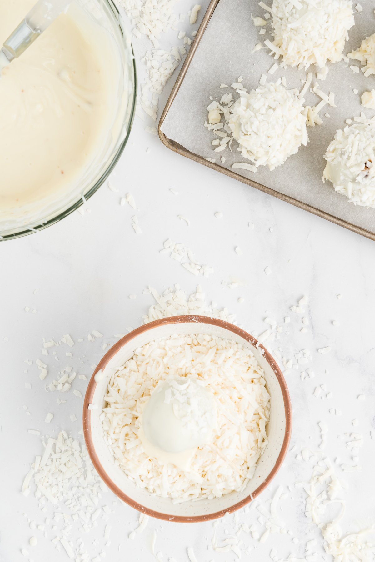 carrot cake ball rolled in shredded coconut