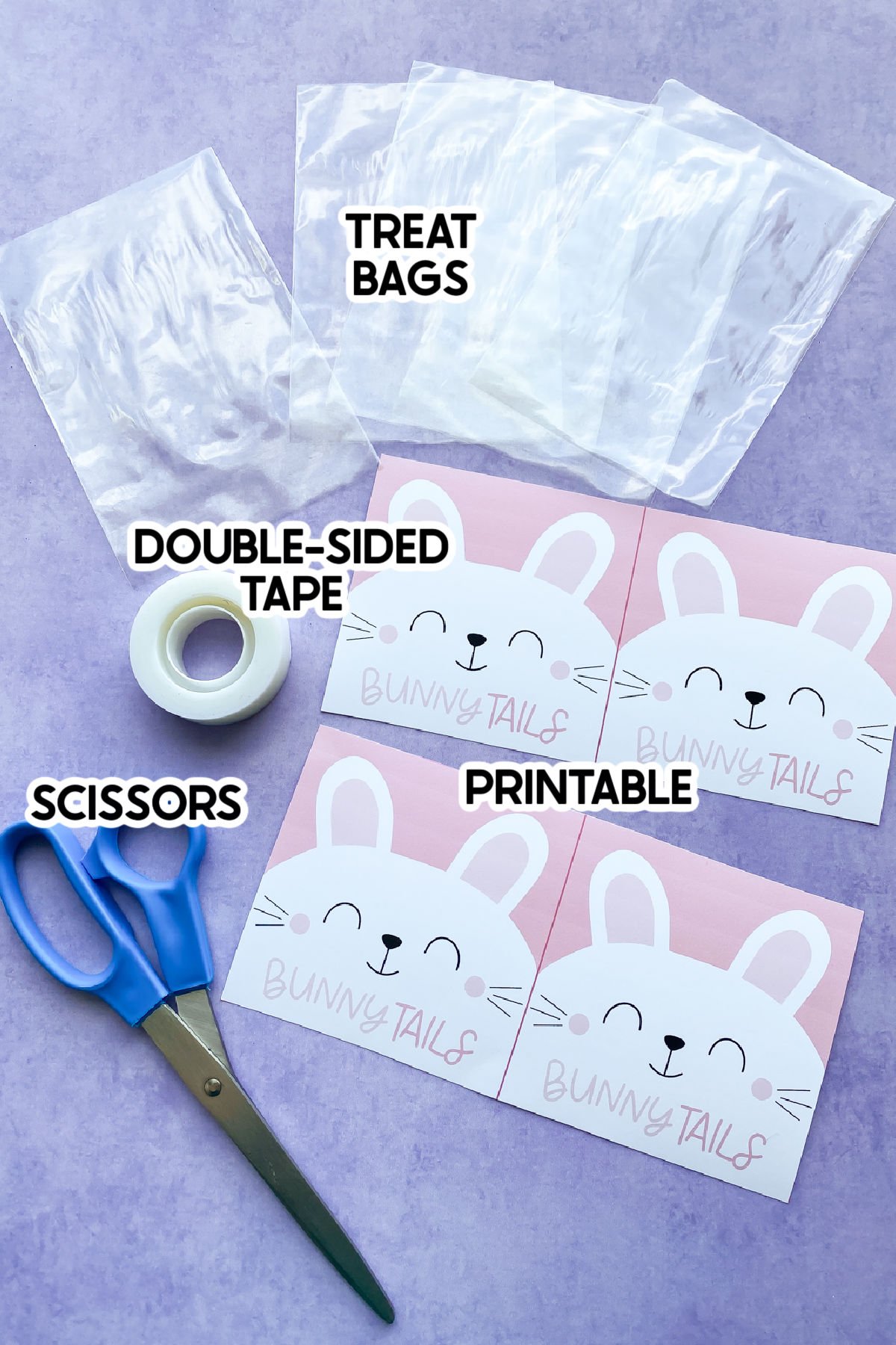 supplies to make a bunny tail printable with labels