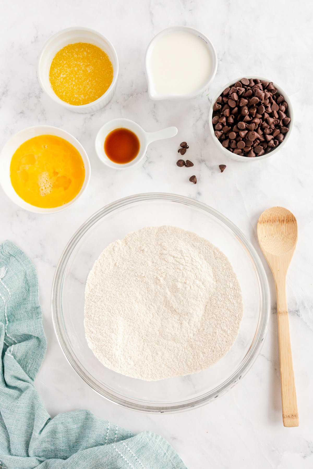 dry ingredients in a glass bowl