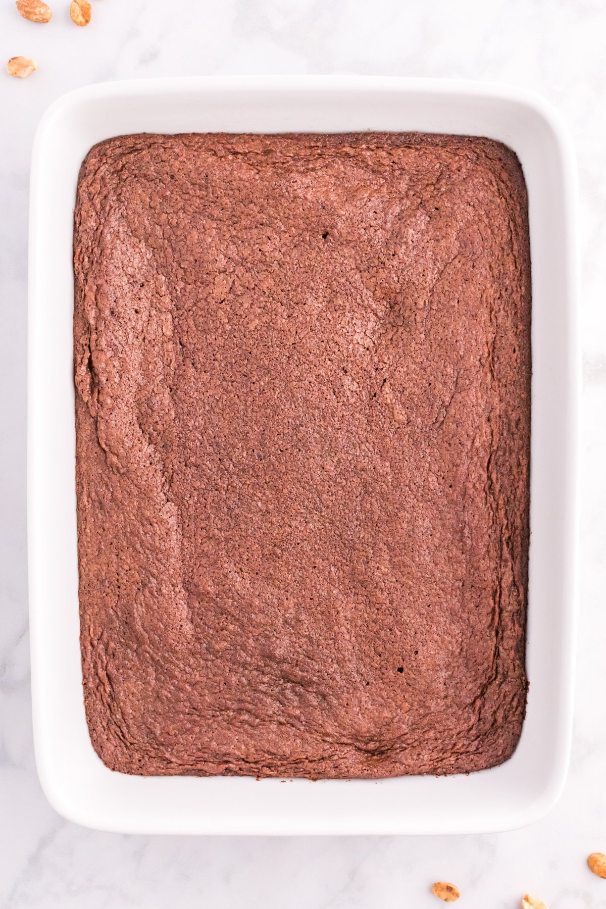 baked brownies in a baking pan