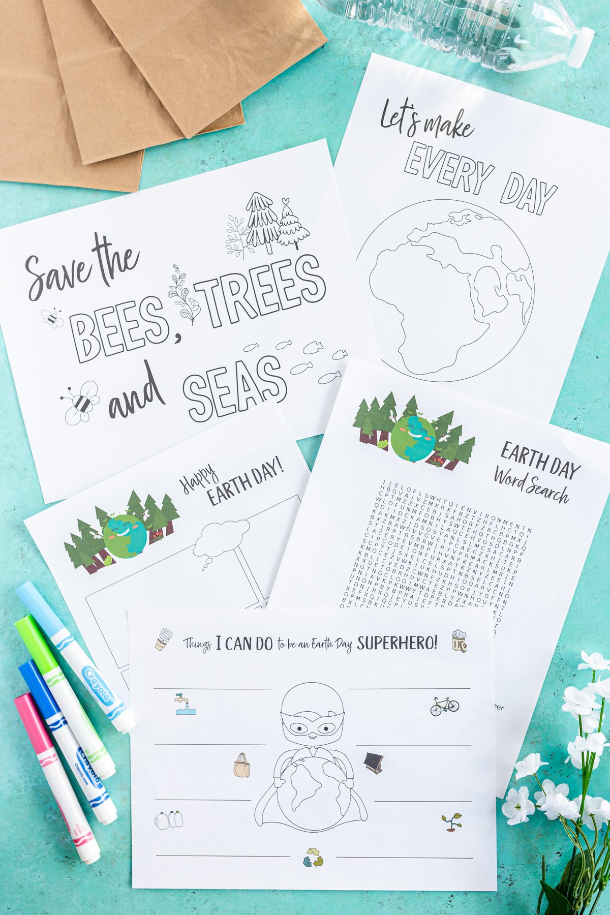 Printed out Earth Day worksheets