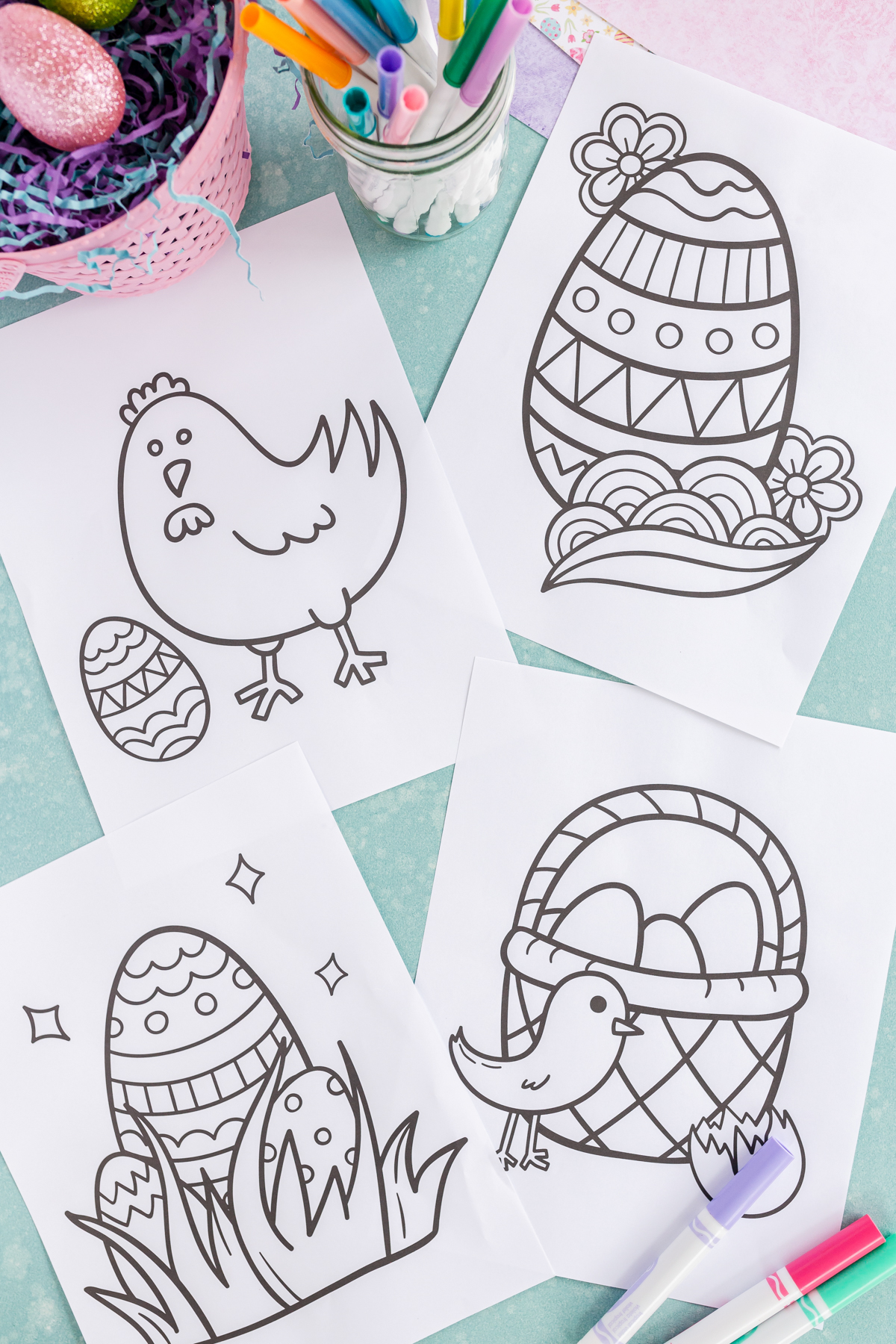 uncolored Easter coloring pages