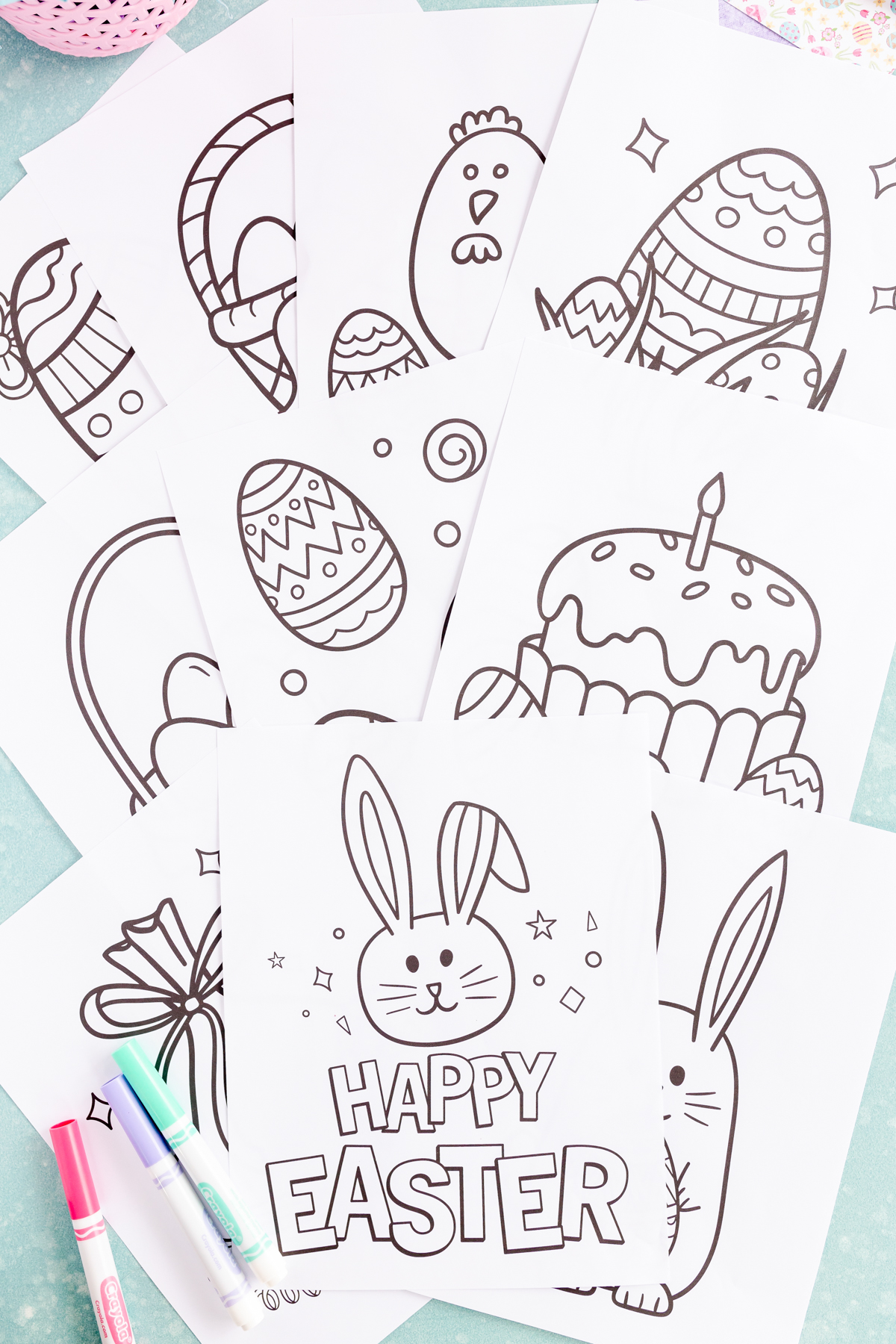 blank Easter coloring pages stacked on top of each other
