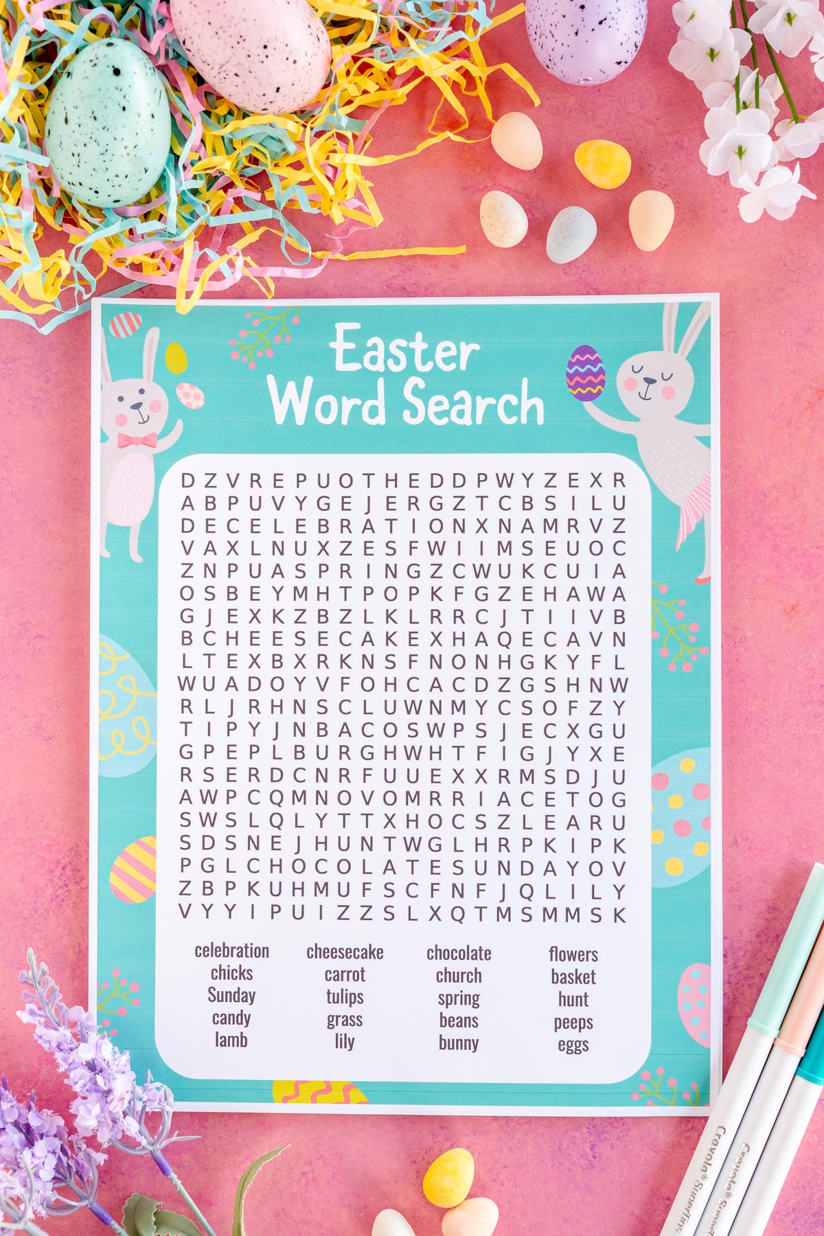 Easter word search with Easter words