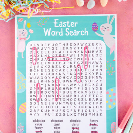 Easter word search with words circled