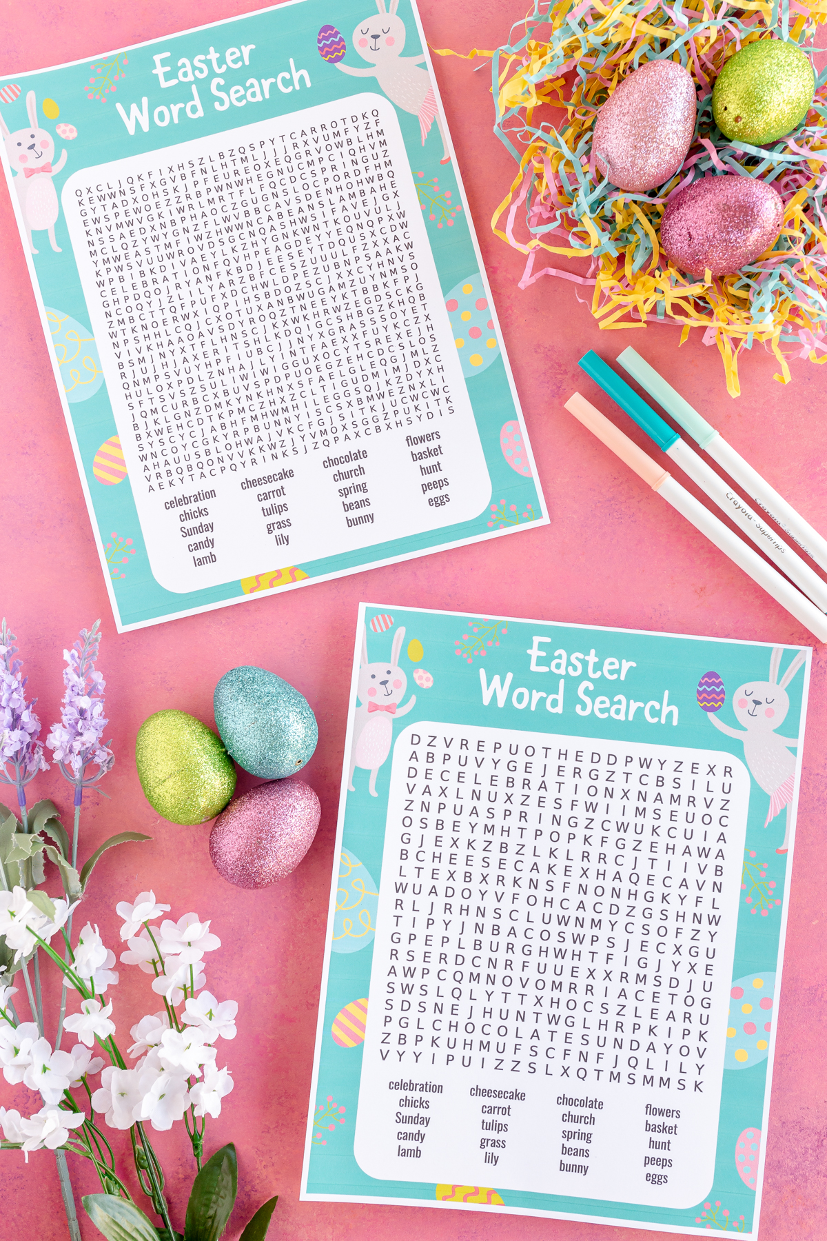 picture with two different Easter word search options