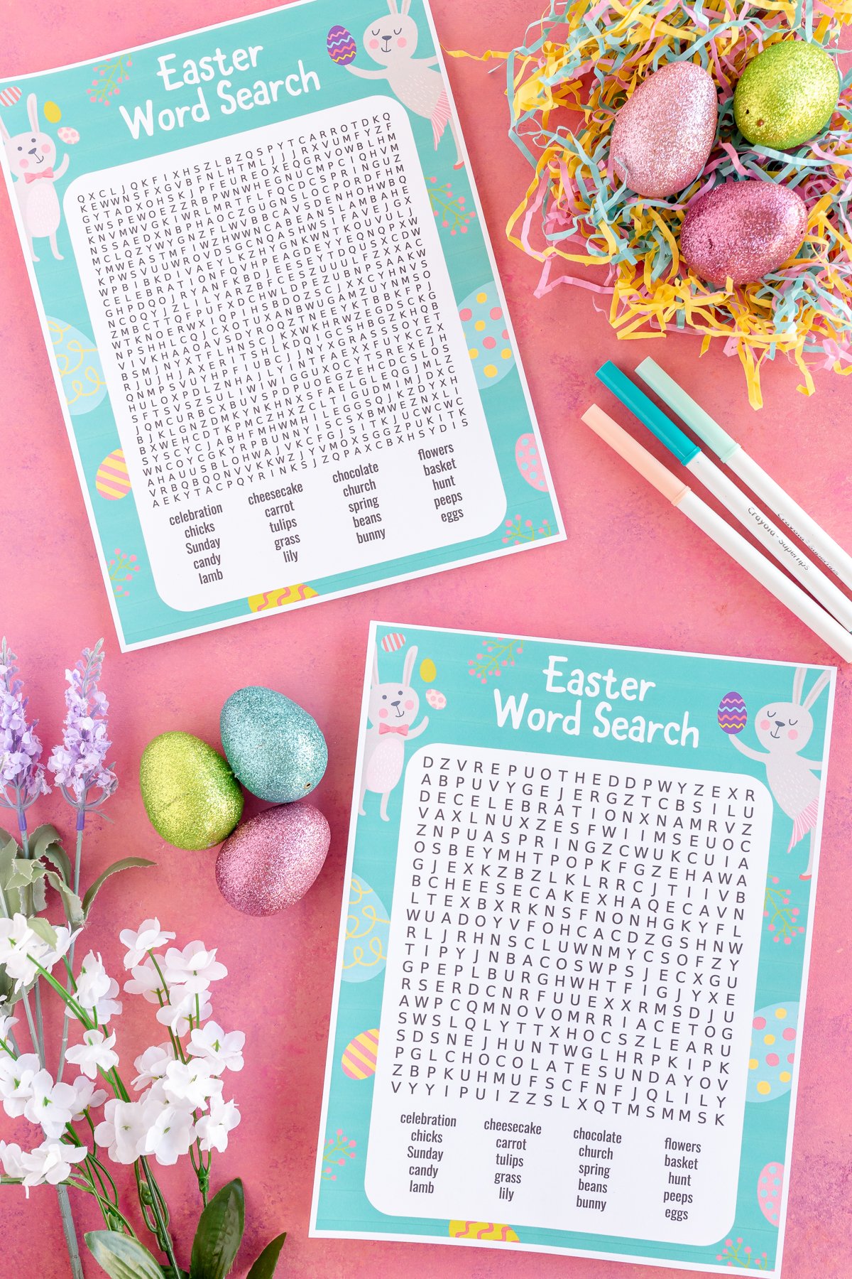 picture with two different Easter word search options