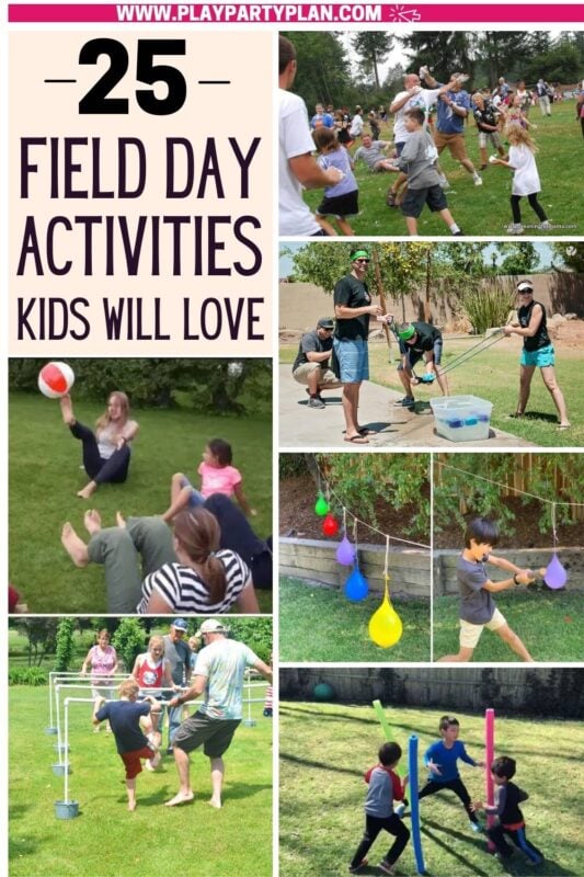collage of kids playing field games